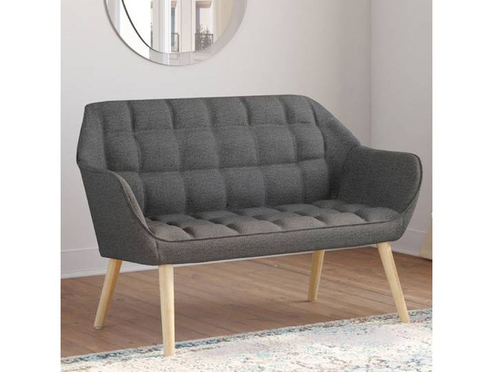 IDMARKET Canapé droit scandinave 2 places CASTILLE en tissu matelassé gris anthracite