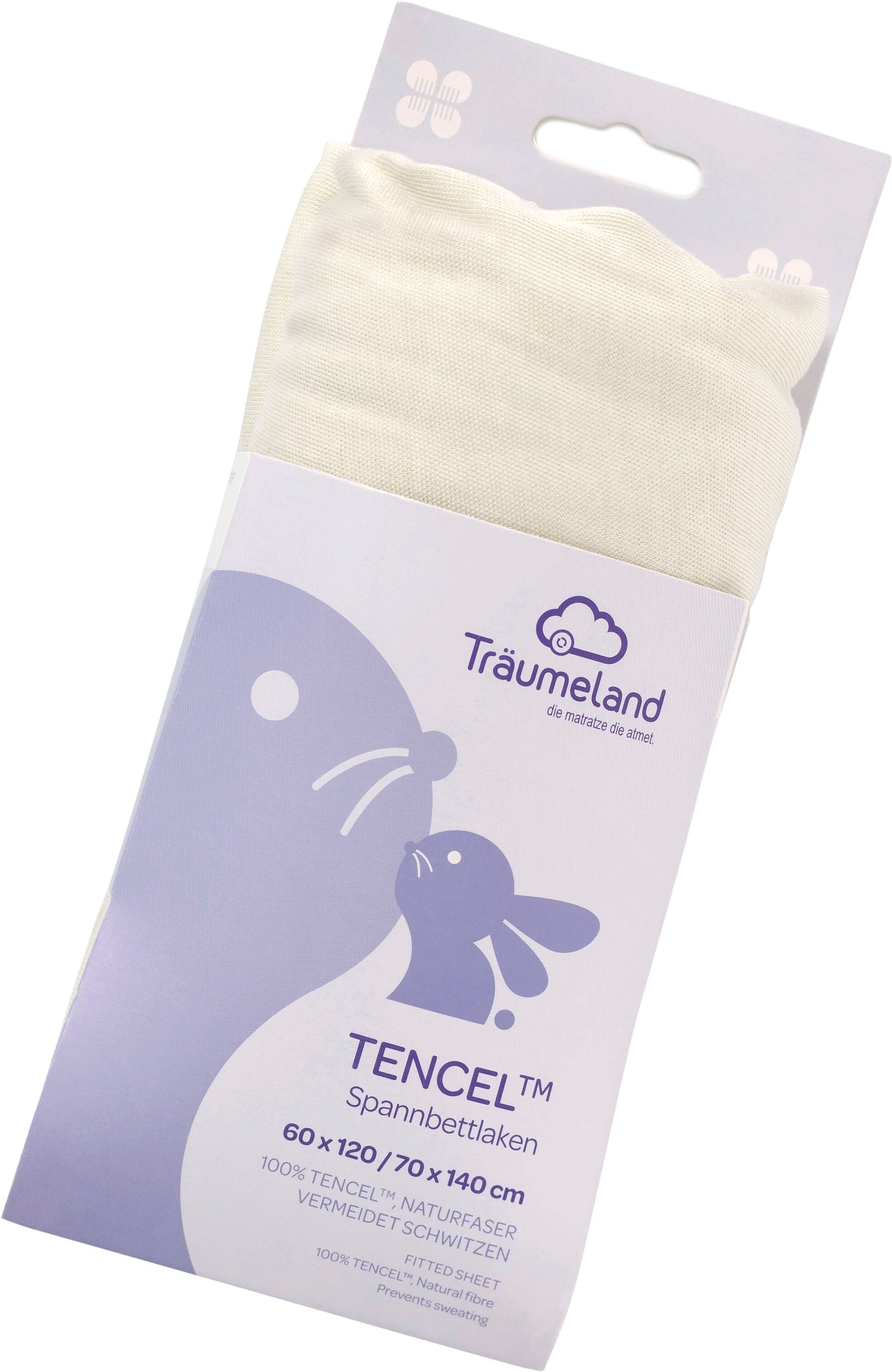 Bettlaken TRÄUMELAND "hochwertiges Spannbetttuch aus Tencel", grün (mint), B:70cm L:140cm, Tencel, Obermaterial: 100% Lyocell (TENCEL™), Bettlaken, Bettlaken, Tencel sorgt für ein besonders trockenes, gesundes Schlafklima