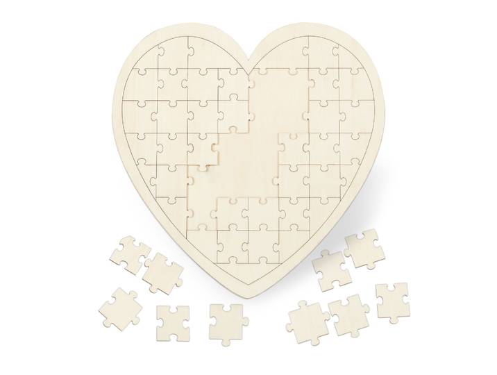 Herzpuzzle Hochzeit Holz Creme
