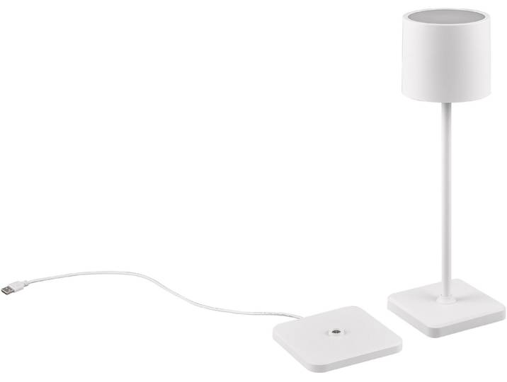 LED Außen-Tischleuchte REALITY LEUCHTEN Fernandez , weiß (weiß matt), B:12,5cm H:38cm T:12,5cm, Leuchten, LED Außen-Tischleuchte, Garten Akku Tischlampe USB Ladestation dimmbar Lichtfarbe einstellbar