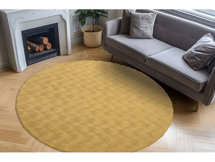 Hochflorteppich Royal Glow 825 Rund Ø 200cm Gelb/Honig