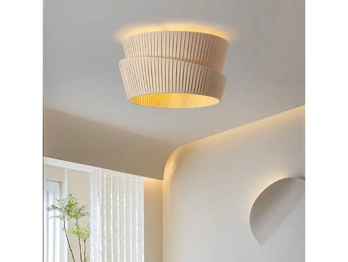 Vela Twist plafonnier led rond tissu lampe salon chambre salle à manger cuisine île lampes suspendues lampe plissée japonaise