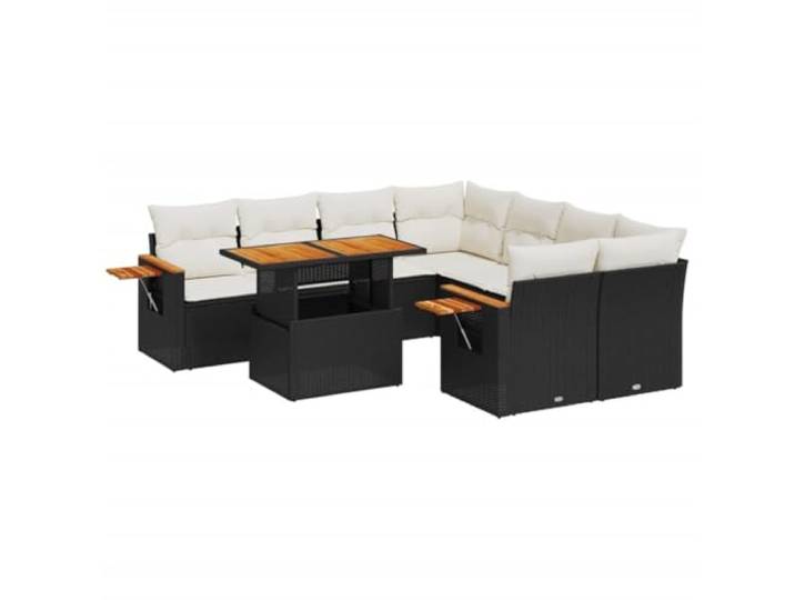 PUGYNBK 8er Set Gartensofas aus synthetischem Rattan in schwarz Verstellbarer Couchtisch, Kissen mit waschbarem Bezug, modulares Design, klappbarer Seitentisch