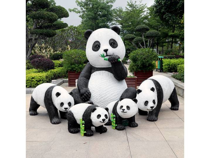 Simulation de panda extra-large, sculptures d'animaux en fibre de verre pour l'extérieur, paysage de jardin, parc carré, décorations d'espace vert