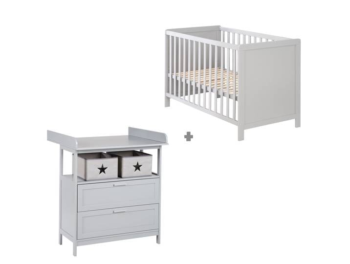 Möbelset 'Hamburg' - Baby- & Beistellbett 60x120 + Wickelkommode - Taupe