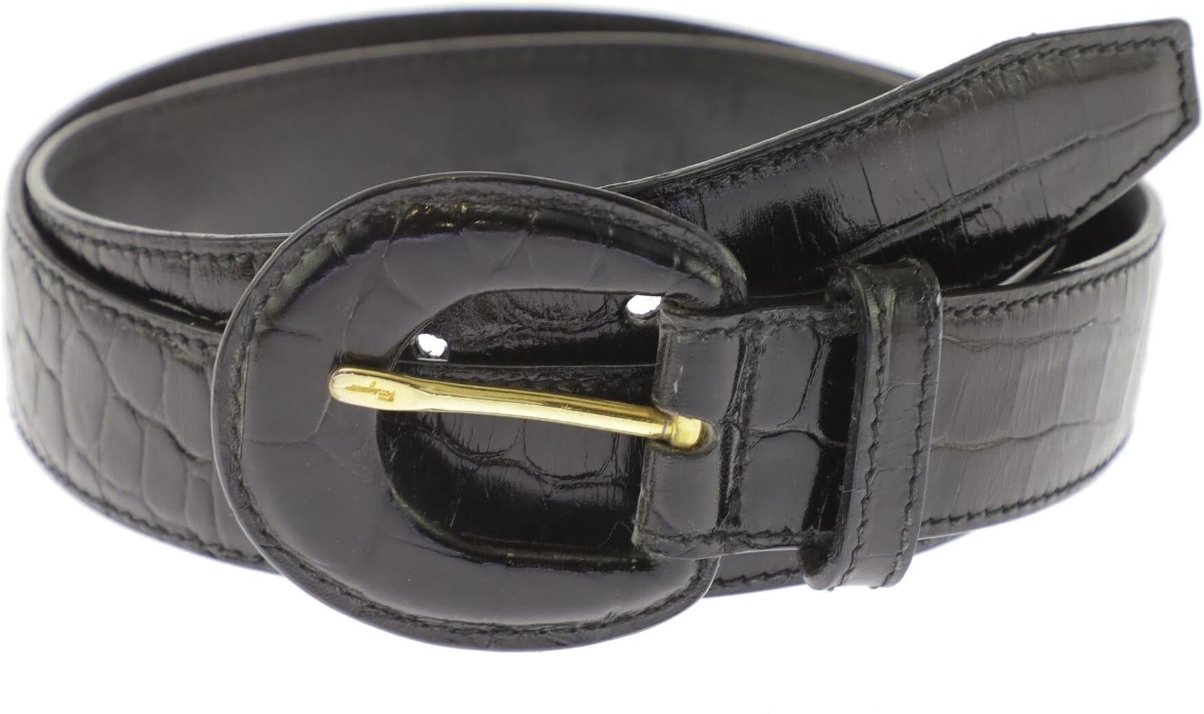 Salvatore Ferragamo Damen Gürtel, Schwarz, Gr. 75, kein / Etikett - Second Hand