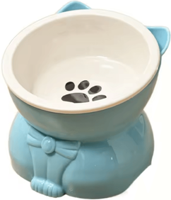 Inspire Curations TiltEase Ceramic Pet Bowl Non Slip Slanted Feeding Bowl For Cats & Small Dogs blue