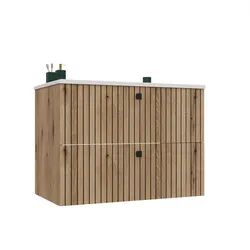 WASCHTISCHUNTERSCHRANK TIGO 80 2S EICHE EVOKE GERILLTE FRONT + WASCHTISCH
