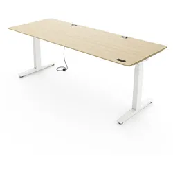 Yaasa Desk Expert, Bambus/Weiß, 180x80 cm - Höhenverstellbarer Schreibtisch