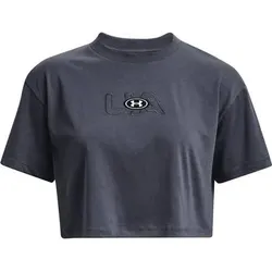 UNDER ARMOUR Crop Kurzarm-Oberteil mit Logo für Damen, Größe L in Grau 044