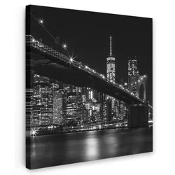 LEINWANDBILD New York - Brooklyn - Brücke Wandbild Wohnzimmer 50x50 cm