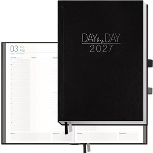 Häfft Buchkalender Organizer Day by Day, Jahr 2027, A5, Chefkalender, 1 Tag = 1 Seite