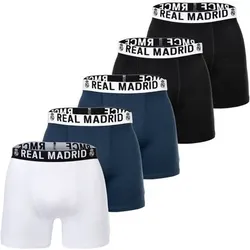 REAL MADRID Real Madrid Jungen Boxershorts, 5er Pack - Boxer Trunks, Baumwollmischung, Logobund, einfarbig, Größe 128 in Weiß Weiß