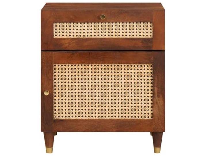 KTHLBRH Nachttisch aus Mangoholz, massiv, 50 x 33 x 60 cm, mit Schublade Modernes Design, offener Raum, schlanke Beine, Schlafzimmer, Wohnzimmer, Büro, einfache Montage