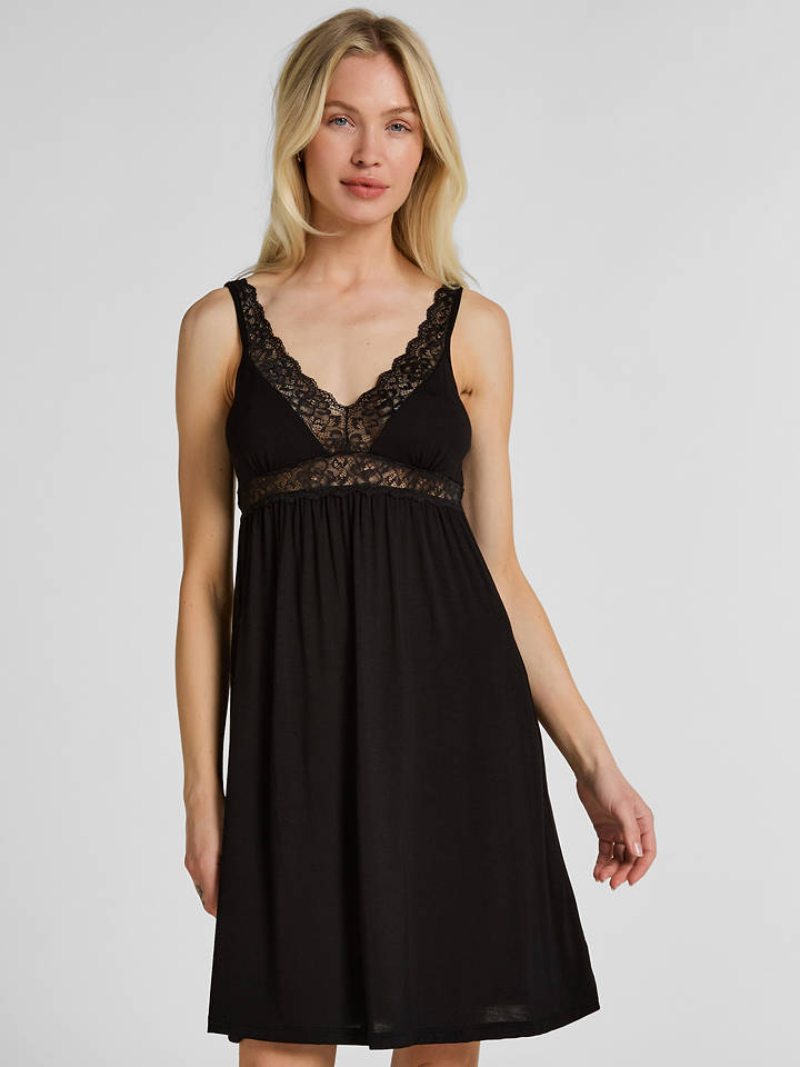 Hunkemöller Negligé in Schwarz - M