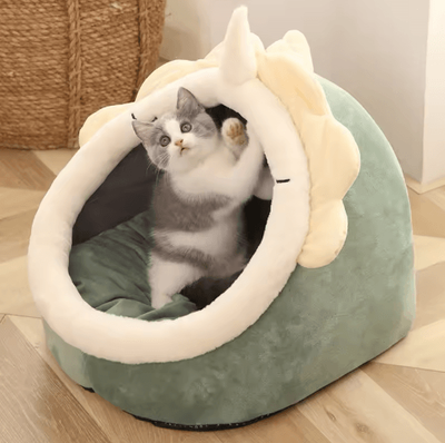 Inspire Picks Deep Sleep Cartoon Cat Bed Foldable Cave Pet Bed For Cats & Small Dogs 3 l