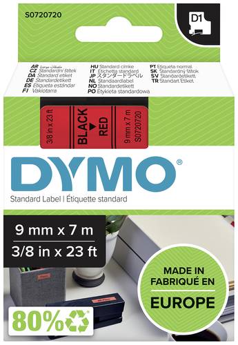 DYMO D1 40917 Bandfarbe: Rot Schriftfarbe:Schwarz 9 mm 7 m