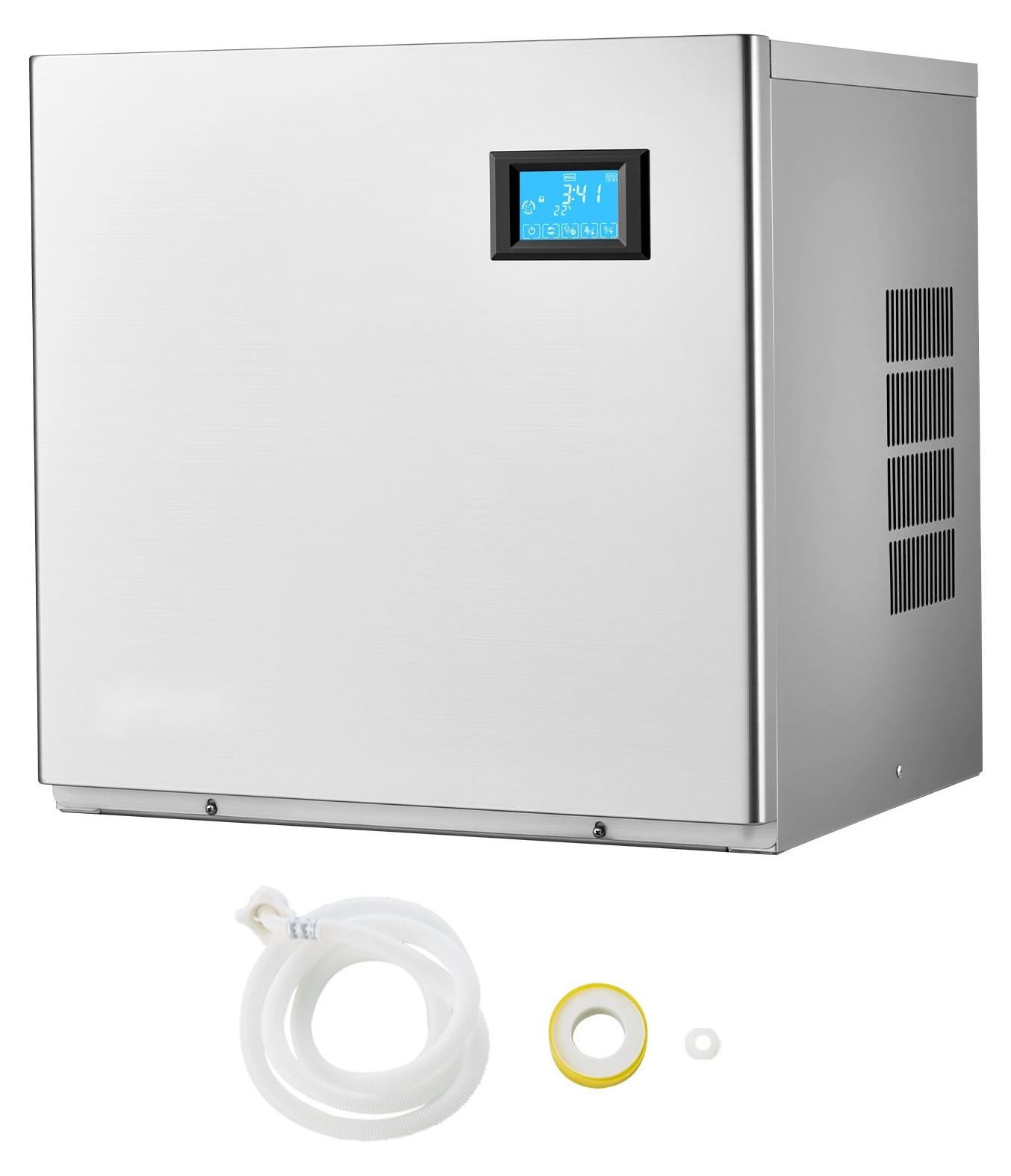 Gewerbliche Eismaschine / Eisbereiter - Modulares Kopfteil - 163 kg/Tag - Edelstahl - Selbstreinigung - Einstellbare Eisgröße - Eiswürfelform 156 Stück - Ohne Vorratsbehälter