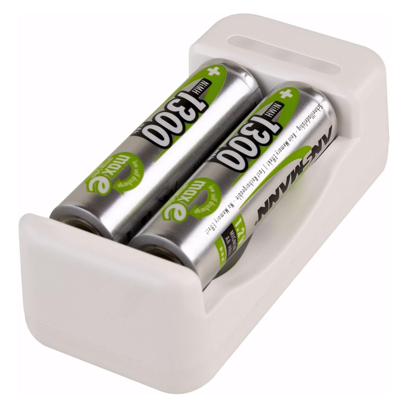 Ansmann Ladegerät Basic II inkl. 2 x AA 1300mAh Akku (2 Stk., AA, AAA, Ladegerät inkl. Akku) (1001-0119-01)