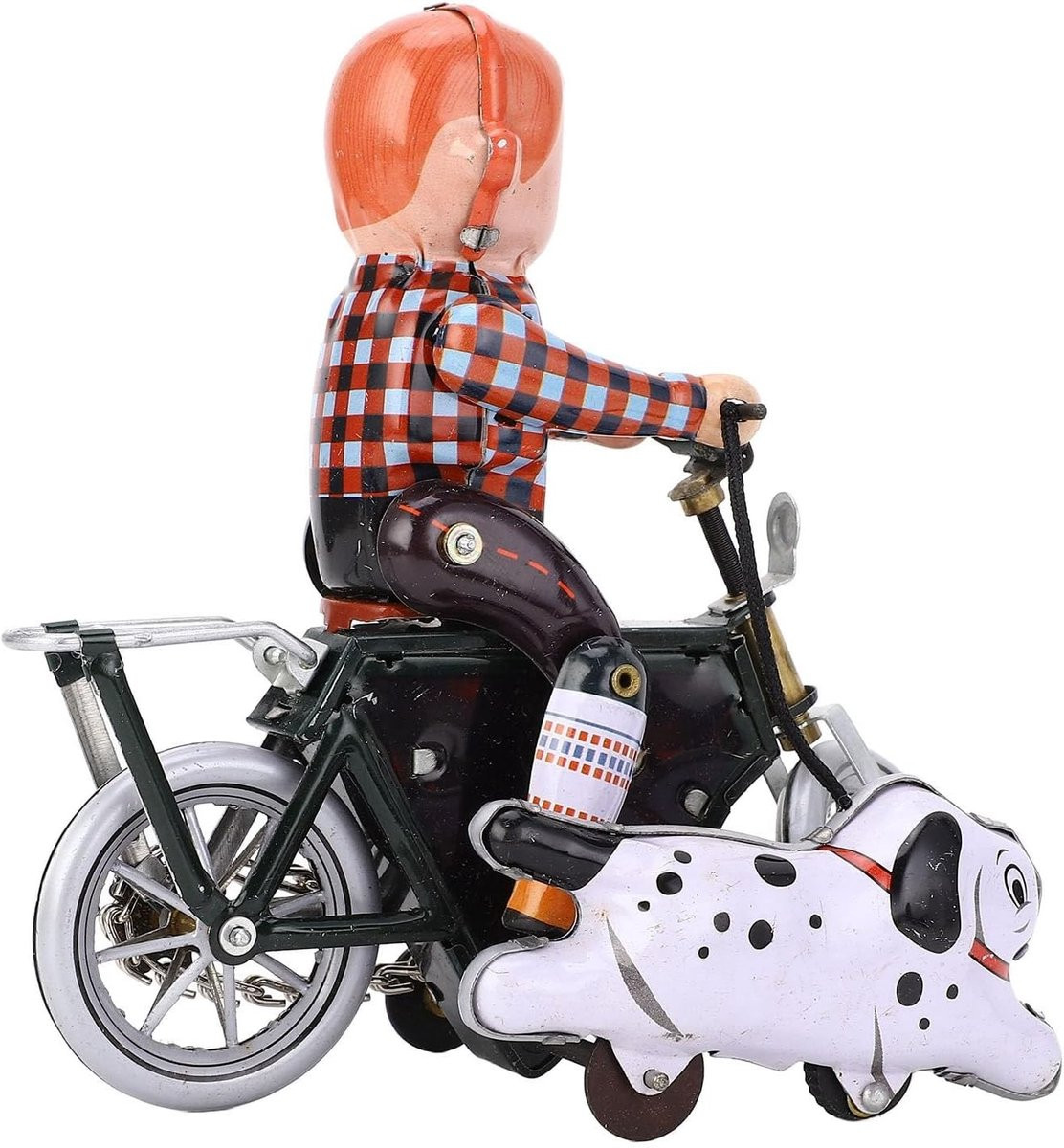 Handgemaakte Retro Blikken Speelgoedmotorfiets met Hond, Verzamelobject voor Decoratie en Speelplezier