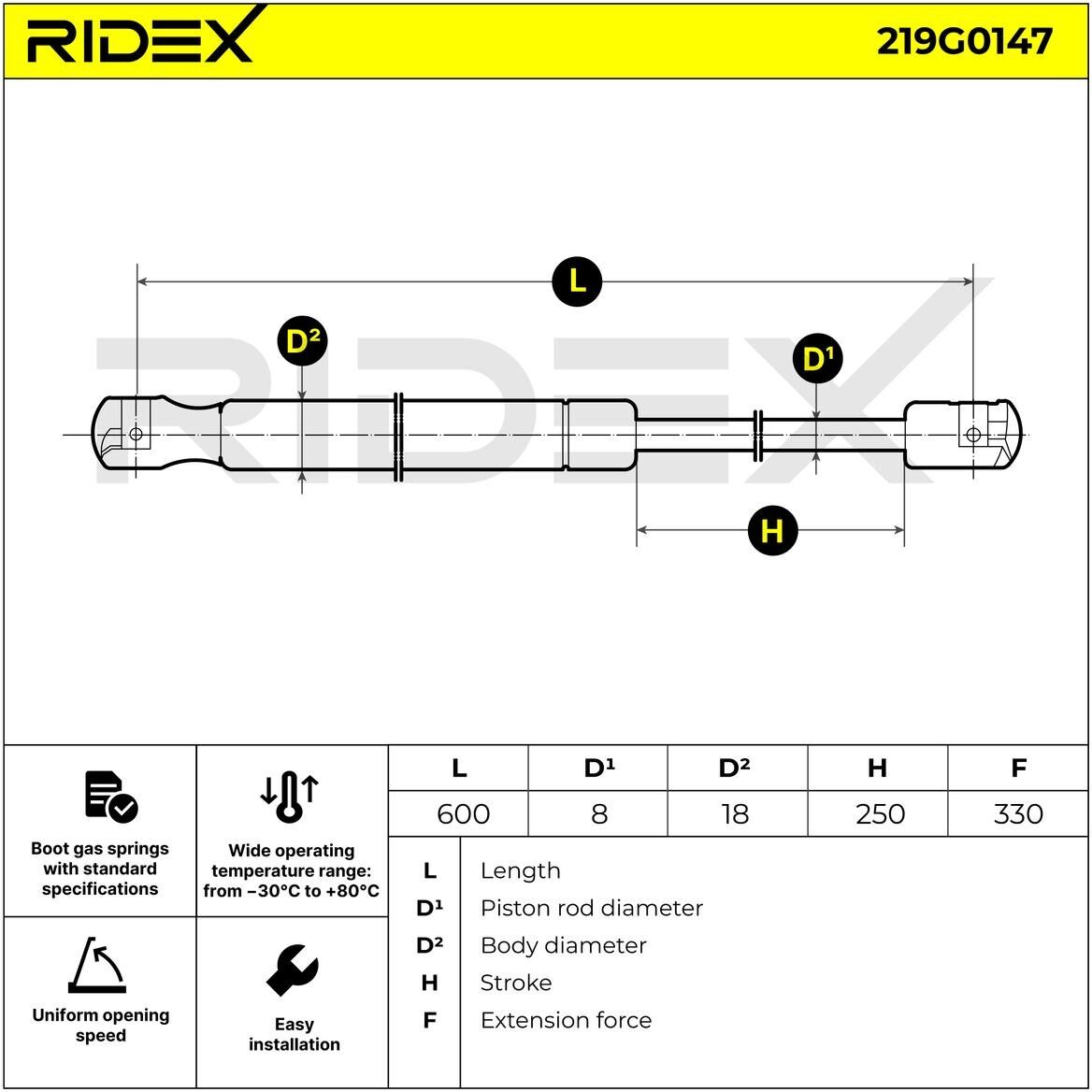 RIDEX 219G0147 Tailgate strut