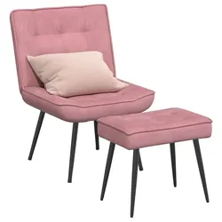 vidaXL Relaxsessel mit Hocker Rosa Samt