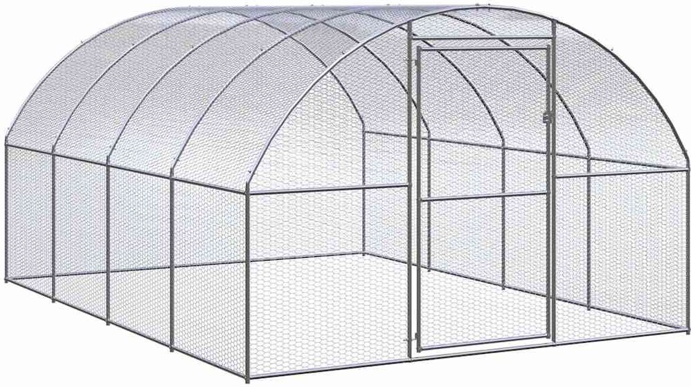 vidaXL Gallinero de exterior de acero galvanizado 3x4x2 m Plateado