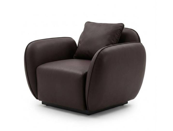 Xlmoebel Loungesessel Moderner brauner Loungesessel aus Kunstleder mit Kissen (1-St), Made in Europa