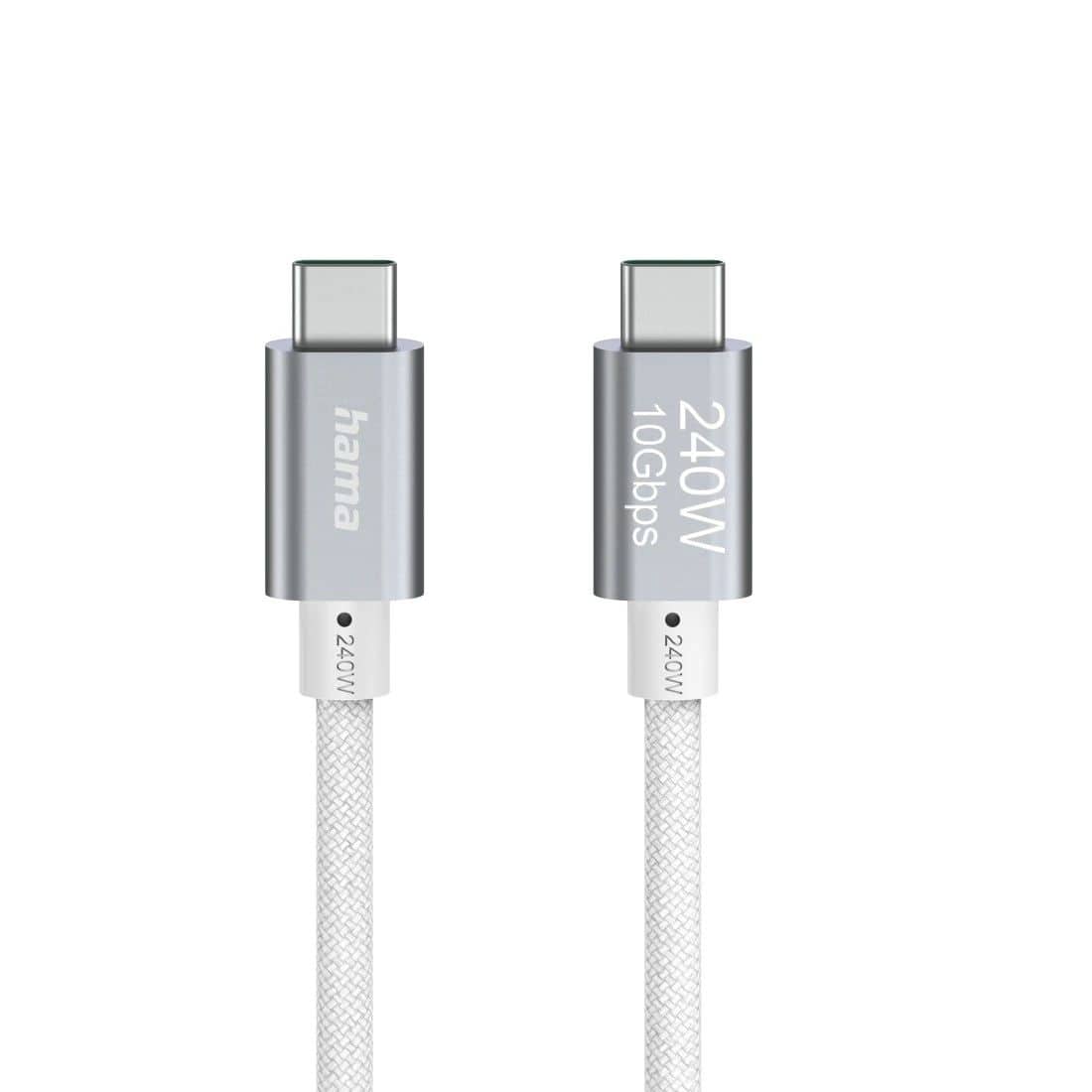 Hama 10 Gbit/s Stecker USB C auf USB C bis 240 W 1,5 m 125147 Full-Featured (Weiß) 00125147