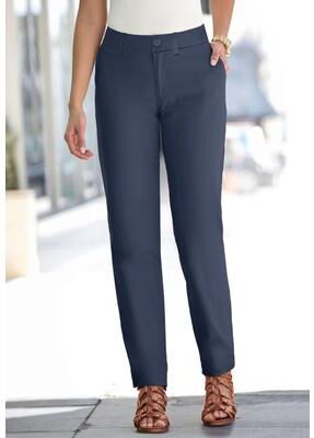 Plus Size Women's Stretch Cotton Chino Straight-Leg Pant by Jessica London in Navy (Size 16 P)