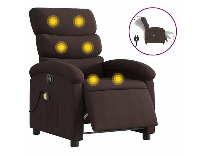 vidaXL Massagesessel Elektrisch Dunkelbraun Stoff, Rechteckig, 147x80x70 cm, Wohnzimmer, Sessel, Massagesessel