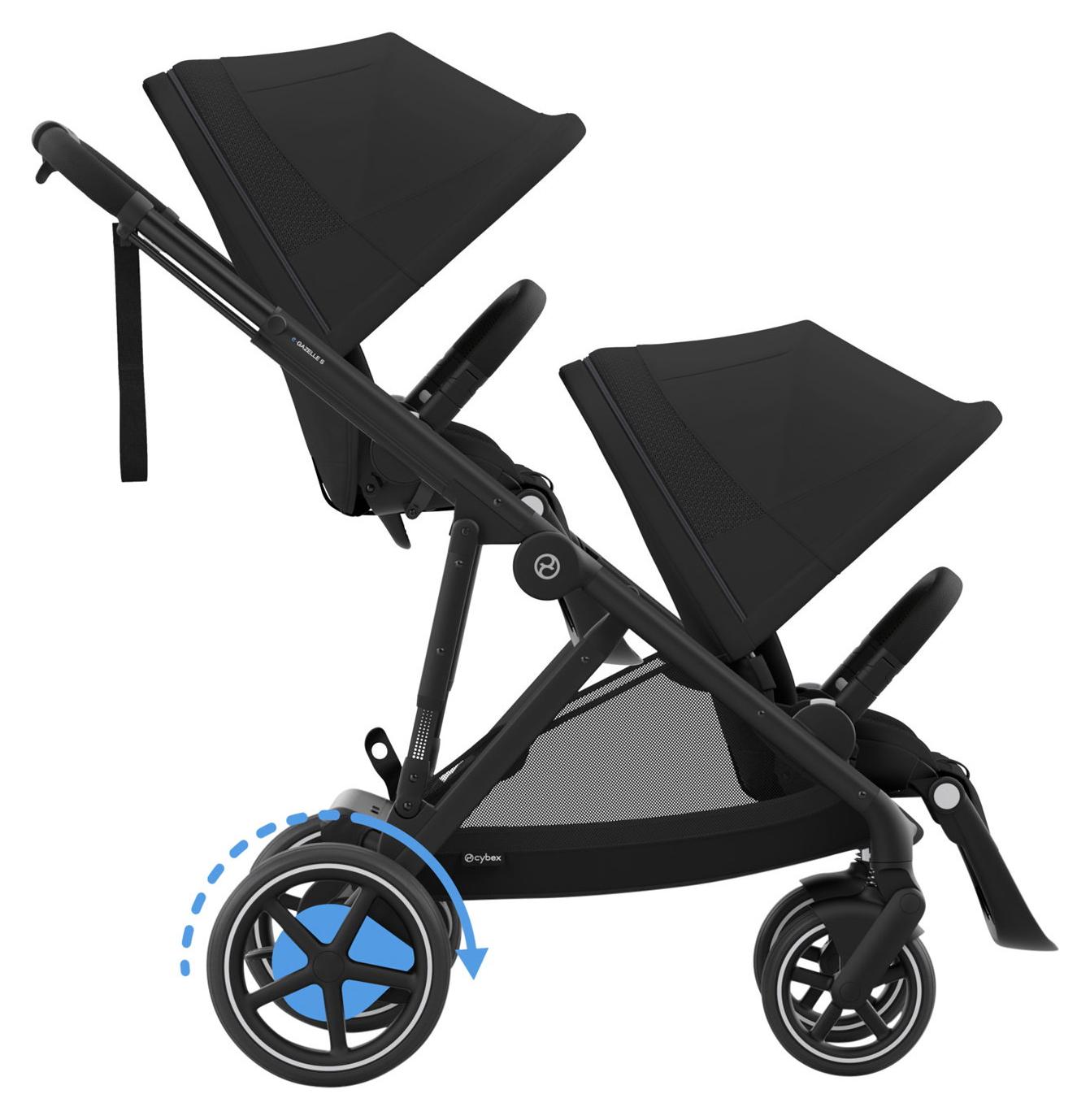 Cybex E-Gazelle S Twin Kinderwagen - Black - Moon Black / Black