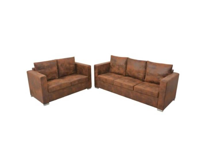 Makastle Sofa Couchgarnitur 2er Set Künstliches Wildleder