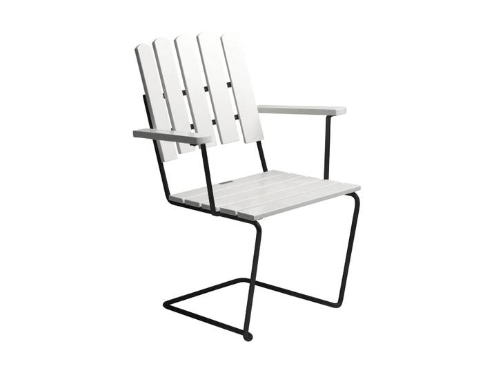 Grythyttan Stålmöbler Fauteuil A2 Laque blanche chêne-noir