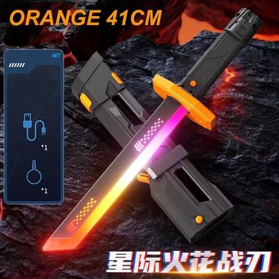 Inspired Finds SpectrumBlade 7 Color LED Light Sword With Spark And Smoke Effects short orange