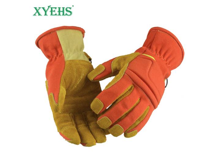XYEHS 1 paire/2 pièces ignifuge Anti-coupure gants de travail de sécurité peau de vache tissu aramide ignifuge isolé thermiquement sauvetage d'urgence