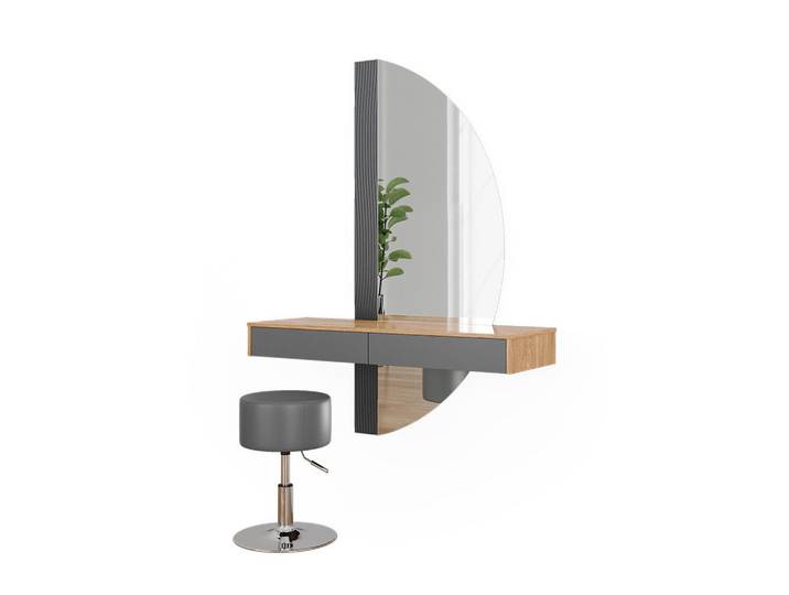 Vicco Schminktisch Melisa, Grau, 120 cm mit LED-Spiegel und Hocker, 3 Fächer, Rechteckig,Rechteckig, 120x161.1x40 cm, Schlafzimmer, Schminktische