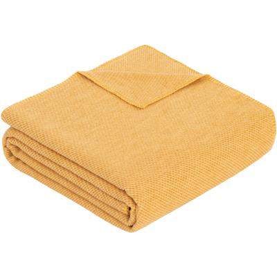 Wohndecke IBENA "Charlotte mit GOTS", gelb, B:140cm L:200cm, Baumwolle, Wohndecken, Wohndecke, mit gewebter Struktur
