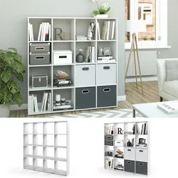 Vicco Raumteiler Bücherregal Standregal Aktenregal Regal 16 Fächer Weiß