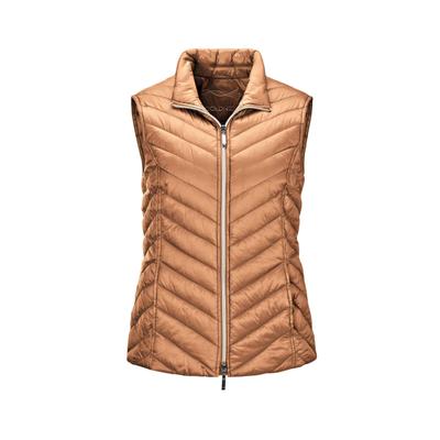 Kurzweste GOLDNER "Kurzgröße Figurschmeichelnde Weste mit leichter Wattierung", Damen, Gr. 22, braun (milchkaffee), Obermaterial: 100% Polyamid PA., Westen, Leichte Wattierung mit Diagonalstepp