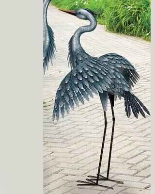Regal Art & Gift - Drop Ship 41 Inch High Grand Blue Heron Wings Out Sculpture , Blue