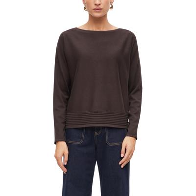 Rundhalspullover S.OLIVER BLACK LABEL, Damen, Gr. 38, braun (chocolate), Obermaterial: 71% Viskose, 29% Polyester, normal, tiefer Rundhals, Rollsaum, Pullover Rundhalspullover, mit tiefem Rundhalsausschnitt, atmungsaktiv, elastisch