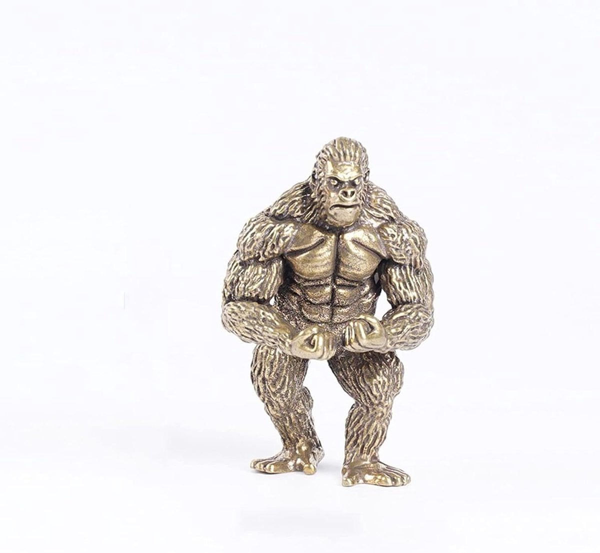 Gorilla Beeldje Handgemaakt Koper Brons Hoogte: 7 cm
