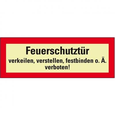 Schild I PERMALIGHT power langnachleuchtend Feuerwehrschild Feuerschutztür verkeilen..., Aluminium, 210x74mm, DIN 4066