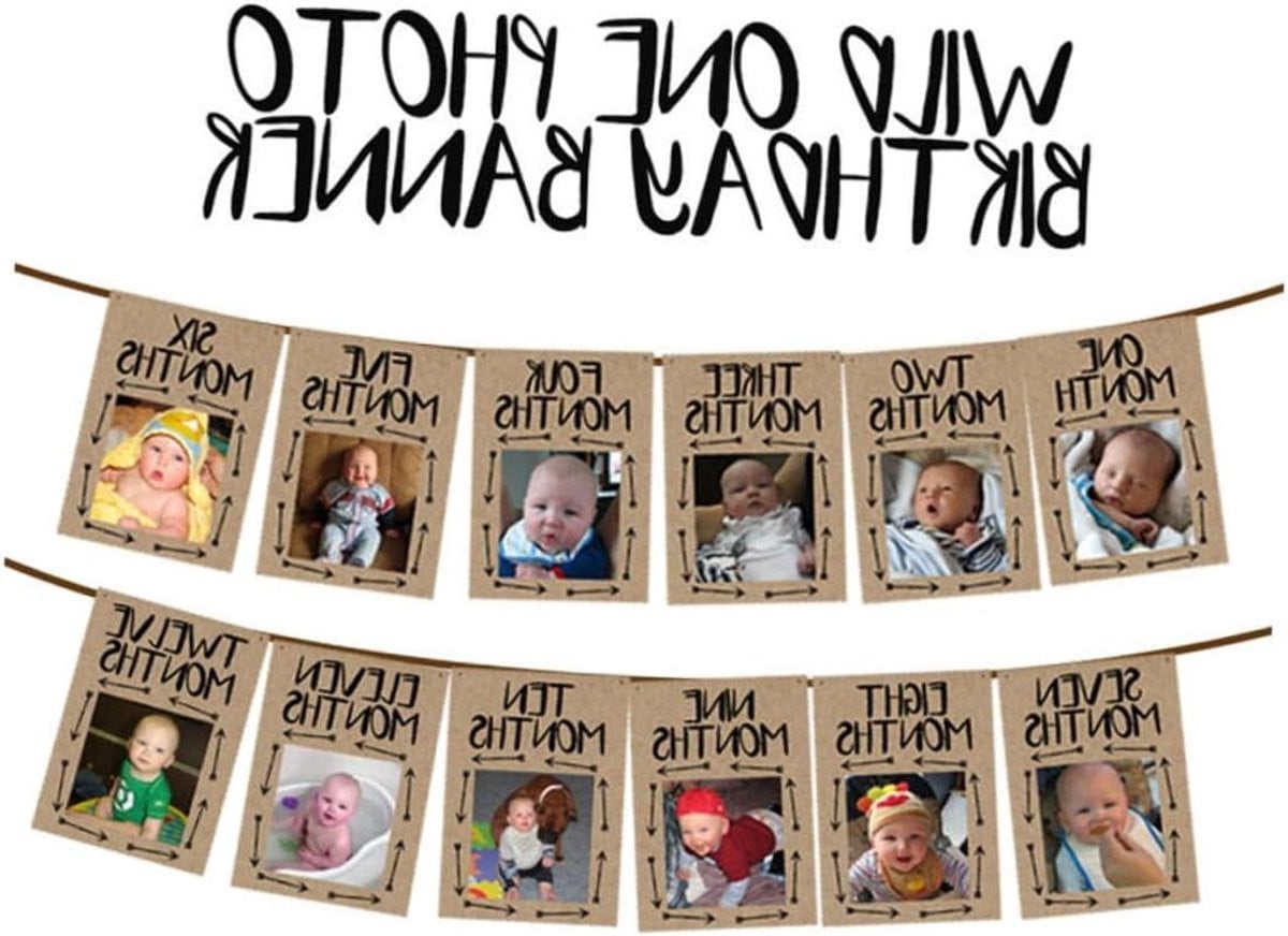 Baby Fotolijst Banner voor Maandelijkse Herinneringen 1-12 Maanden - 21 x 13 cm