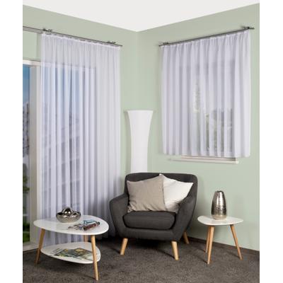 Gardine HOME WOHNIDEEN "KYRA" Gr. 1, weiß, B:300cm H:245cm, Voile, Polyester, Gardinen, Gardine, EFFEKTVOILE LÄNGSSTREIFEN, KRÄUSELBAND