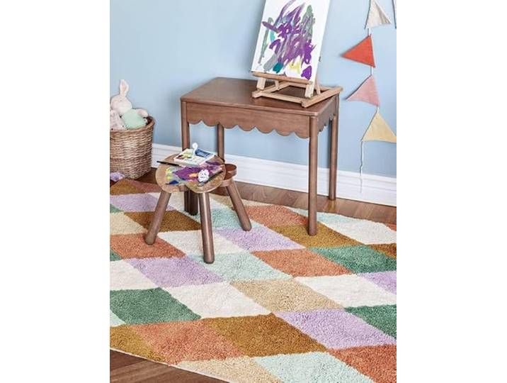 RugVista Lulu Kinderteppich, 100 x 160 cm, Mehrfarbig Moderne, Rechteckig, Mittlerer Stapel, Maschinenwäsche, Oeko-Tex 100, Ohne gefährliche Chemikalien, Kinderzimmer