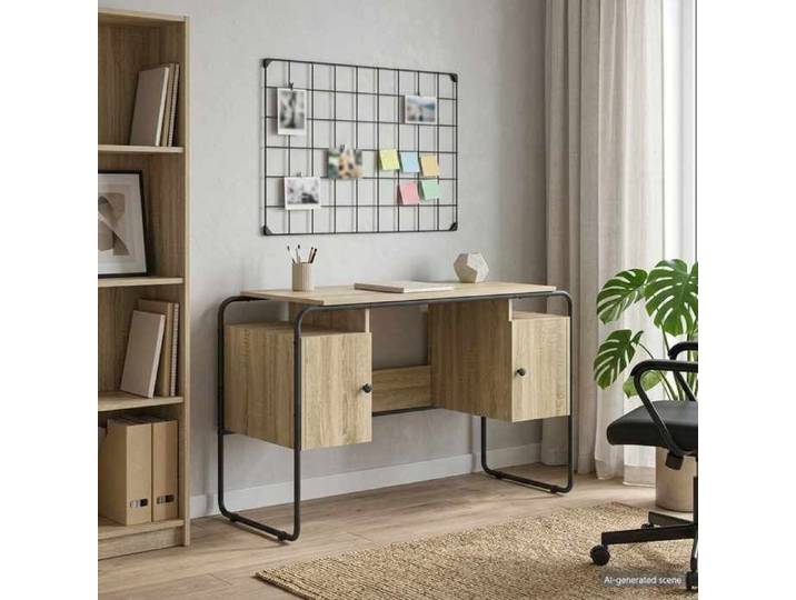 ELORAN®Bureau - avec rangement - Chêne Sonoma - 120x50 5x75 5 cm - Bureau à domicile Moderne_00615416