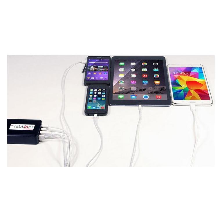 TabLines USB4-C 4-Port USB-Ladegerät mit 1m Euro-Netzkabel, schwarz (USB4-C)