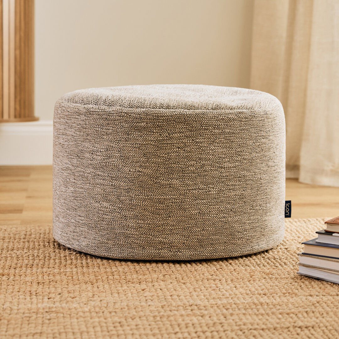 Brayden Studio icon Milano Woven Round Footstool Bean Bag, Natural Natural 35cm H X 55cm W X 55cm D